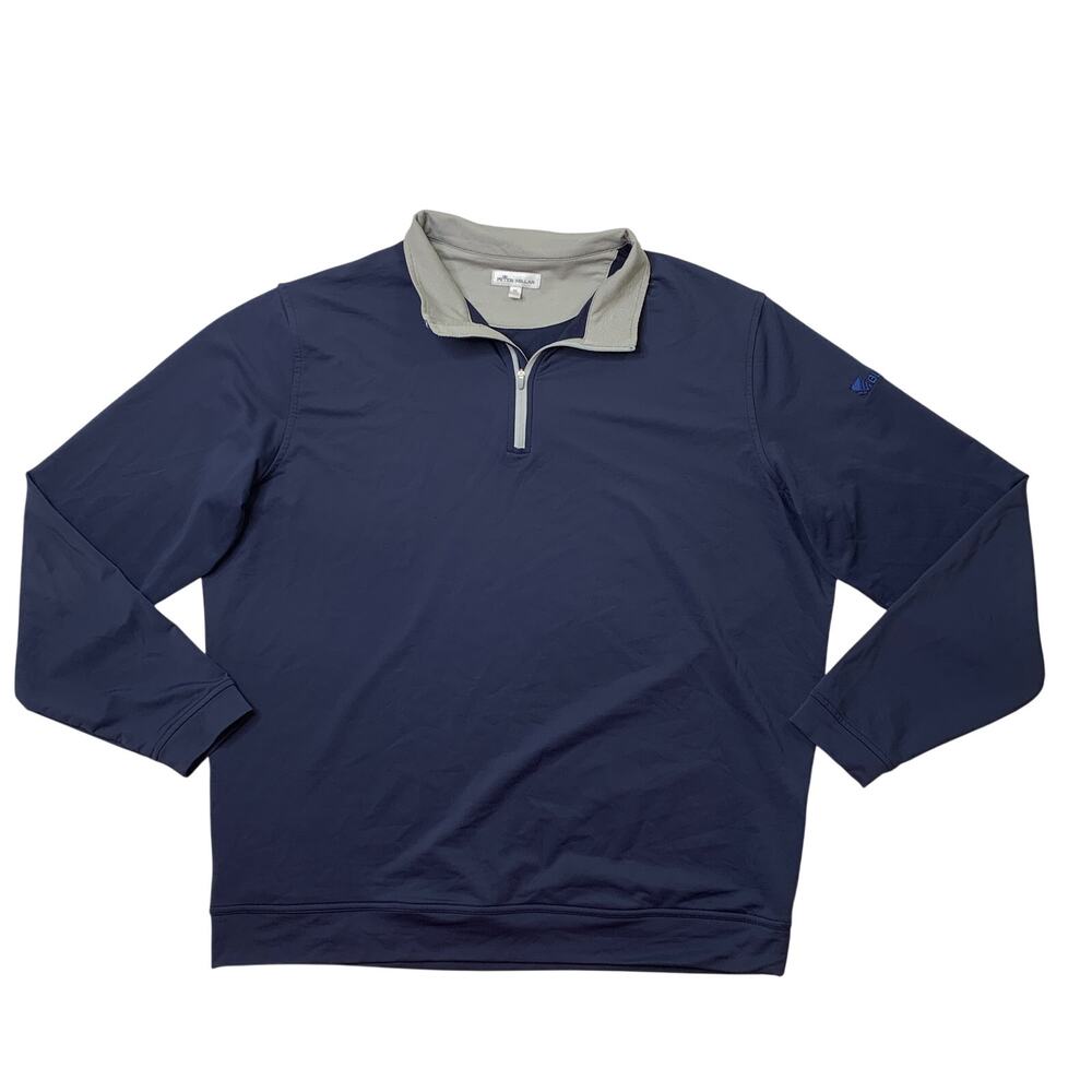 Peter Millar Sweatshirt Men XL Navy Perth Performance Quarter Zip Blackline LOGO